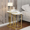 Set of 2 Luxury Accent End Side Table Minimalist Round Coffee Table Golden Frame
