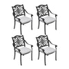 4Pcs Cast Aluminum Patio Dining Chairs Heavy Duty Metal Bistro Chairs w/ Cushion