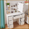 Vanity Dressing Table LED Light Mirror Hidden Shelves 7 Drawers Modern Make up