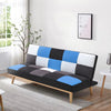 Fabric Sofa Bed 3 Seater Couch Adjustable Grey Blue Patchwork Recliner Chairs UK