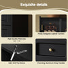 Tall Kitchen Display Cabinet 120x35x167cm with LED Lighting, Glass Doors, Black