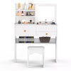 Dressing Table with Mirror Modern Make up Desk Vanity Table Set + Stool White