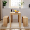 3 Pieces Dining Table and Chair Set Compact 2 Benches Wood Kitchen Furniture UK