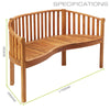 Acacia Wooden Banana Bench Water Resistant Outdoor Furniture Garden Patio