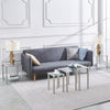 Square Clear Tempered Glass Sofa Side End Table Bedside Table with Storage Shelf