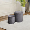 2pcs Round Ottoman Stool With Storage Velvet Upholstered Foot Stool Coffee Table