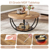 Round Coffee Table, Industrial 2-Tier Circle Coffee Table with Storage Shelves