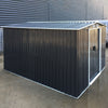 10 x 8ft Dark Grey Apex Roof Garden Shed Galvanized Steel Outdoor w/ Foundation