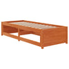 BaraSh Day Bed Wax Brown 90x190 Solid Wood Pine, Day Guest Bed with Pull G6A2