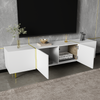 TV Entertainment Cabinet Unit with 4 Doors & Metal Legs for Living Room White