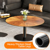 Set of 2 Nesting Coffee Table Round Glass Splicing Wood Grain Tabletop End Table
