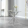 Round Glass Home Kitchen Dining Table 90cm top with Stainless Steel Metal Legs