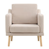 Beige Armchair with Rubber Wood Legs Upholstered Accent Chair Single Sofa Lounge