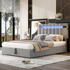 Upholstered Bed 4ft6 Double LED Hydraulic Bed Frame with Ottoman Storage