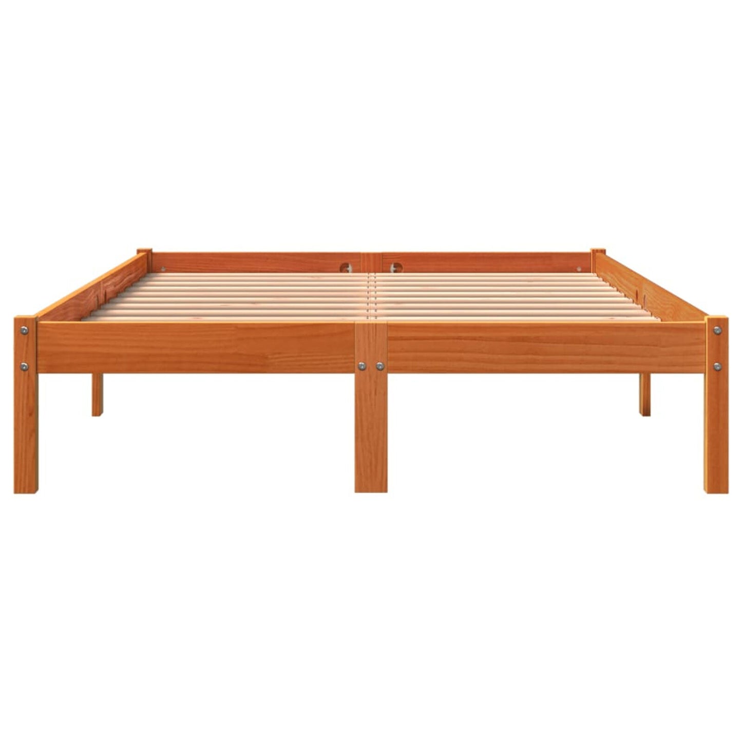 Tidyard Bed Frame Bed Base Wax Brown 140x200 Solid Wood Pine Bedstead Base G2P5