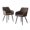2 Pcs Brown Dining Chairs Faux Leather Office Chair Dining Room Furniture Modern