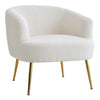 White Teddy Fabric Armchair Accent Chair Gold Metal Legs for Living Room Bedroom