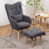 Occasional Scalloped Button High Back Fabric Armchair Sofa Chair Footrest Stool