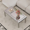 Large Silver Mirrored Coffee Table Crystal Inlay Gorgeous Modern Tea Table Home