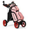 GYMAX Golf Push Pull Cart Lightweight Folding 4 Wheels Golf Push Cart Red