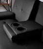 Sofa Bed 2 Seater Black Faux Leather Click Clack Cup Holders Comfy Guest Bed