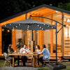 3M Garden Cantilever Parasol w/ LED Lights Outdoor Banana Hanging Tilt Crank