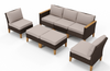 7 Pieces Rattan Sofa Set Wicker Sectional Cushion Patio Beige Cushion Garden