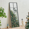 Large Vintage Window Style Wall Hanging Mirror Rustic Window Mirror Black 60x150