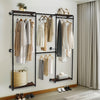 Industrial Pipe Clothes Rail Wall Mounted Garment Rack Rustic Wood Display Shelf