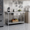 Kitchen Stainless Steel Work Table Work Top Drawer Baking Prep Adjustable Shelf