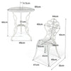 3Pcs Garden Furniture Set Antique Cast Aluminum Rose Design Bistro Table Chairs