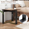 End Table Square Side Table with T-Shaped Metal Base Industrial