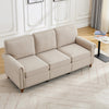 3 Seater Sofa Couch Linen Fabric Settee for Living Room & Office Studded (Beige)