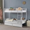 Metal Twin Over Twin Bunk Bed w/ Two Storage Drawers & Full-Length Guard Rail UK