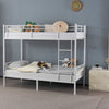 Metal Bunk Bed Frame Single Loft Bed Frame with Ladder Black Heavy Stable White