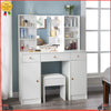 Vanity Dressing Table With LED Lighted Mirror Drawer 6 Open Shelves Makeup Desk