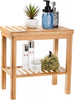 Bamboo Shower Bench, Bath Seat Stool, Spa Foot Rest Shaving Stool, Shelf