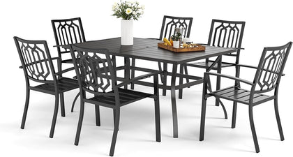 7Pcs Patio Dining Set Larger Rectangle Garden Outdoor Dining Set Patio Table Set