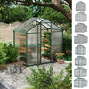 4x6/6x6/8x6/10x6FT Walk-In Greenhouse Aluminium Frame / Polycarb Panel Silver