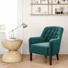 Accent Armchair Green Velvet Soft Cushion Seat Buttoned Back Living Room Bedroom