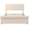 Ottoman Gas Lift Storage Bed Velvet Upholstered Bed Frame 5FT KING SIZE Beige