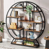 Modern Wood & Metal Freestanding Bookcase with Staggered Open Shelves