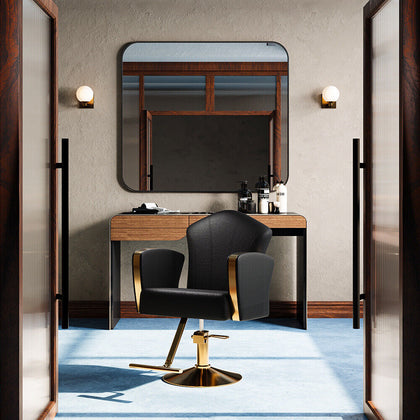 Adjustable Barber Chair Faux Leather Swivel Hydraulic Salon Chairs with Footrest