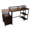 Vintage Industrial Computer Desk with Raised Shelf for Home Office Furniture