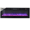 Black Glossy Tempered Glass Panel Electric Fireplace Inset/Wall Mounted/12 Flame