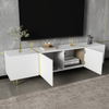 Wooden TV Cabinet Table TV Stand with Storage, 4 doors for Living Room, White