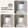 Small Dressing Table with Foldable Side Panel LED Light Mirror Shelves Vanity