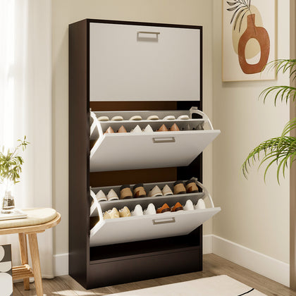 60cm 3 Drawer Shoe Cabinet Storage Cupboard Wooden Stand Rack Footwear Unit