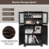 4-Door Bathroom Cabinet Freestanding Floor Storage Cabinet Home Organizer Black