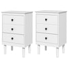 Bedside Table Set of 2, Bedside Cabinet w/ 3 Drawers, Modern Side Table,